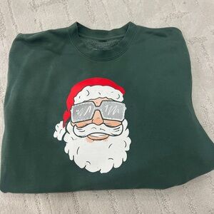 Festive Santa Graphic Sweater in Dark Green